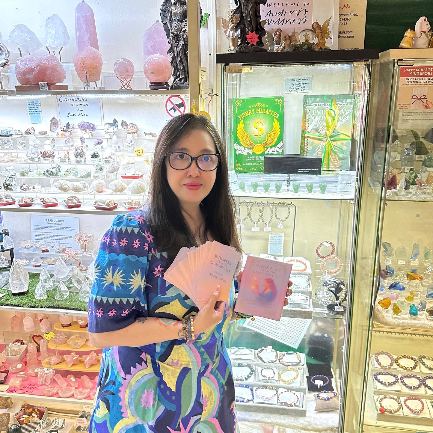 Whispers from the Lightweaver, An Oracle Card Deck by Audrey Aelthira with FREE Crystal Wish Tree Bottle