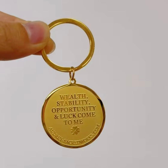 Sri Yantra Wealth Amulet Keyring 35mm (Specially designed, encoded, and attuned by Audrey)