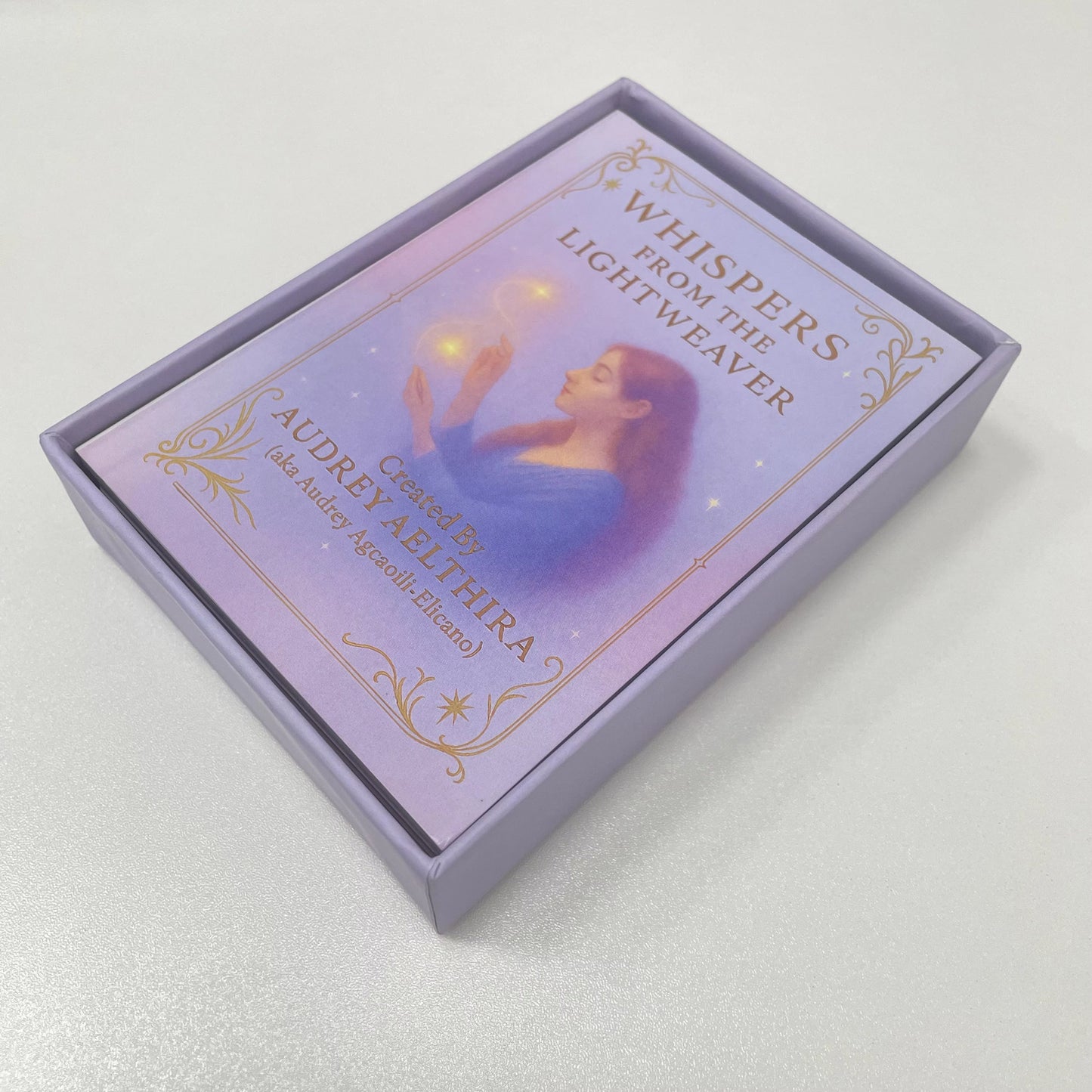 Whispers from the Lightweaver, An Oracle Card Deck by Audrey Aelthira with FREE Crystal Wish Tree Bottle