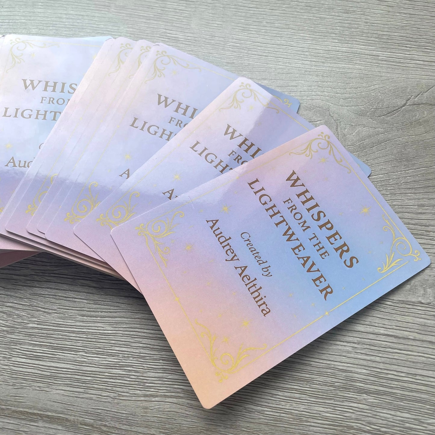 Whispers from the Lightweaver, An Oracle Card Deck by Audrey Aelthira with FREE Crystal Wish Tree Bottle