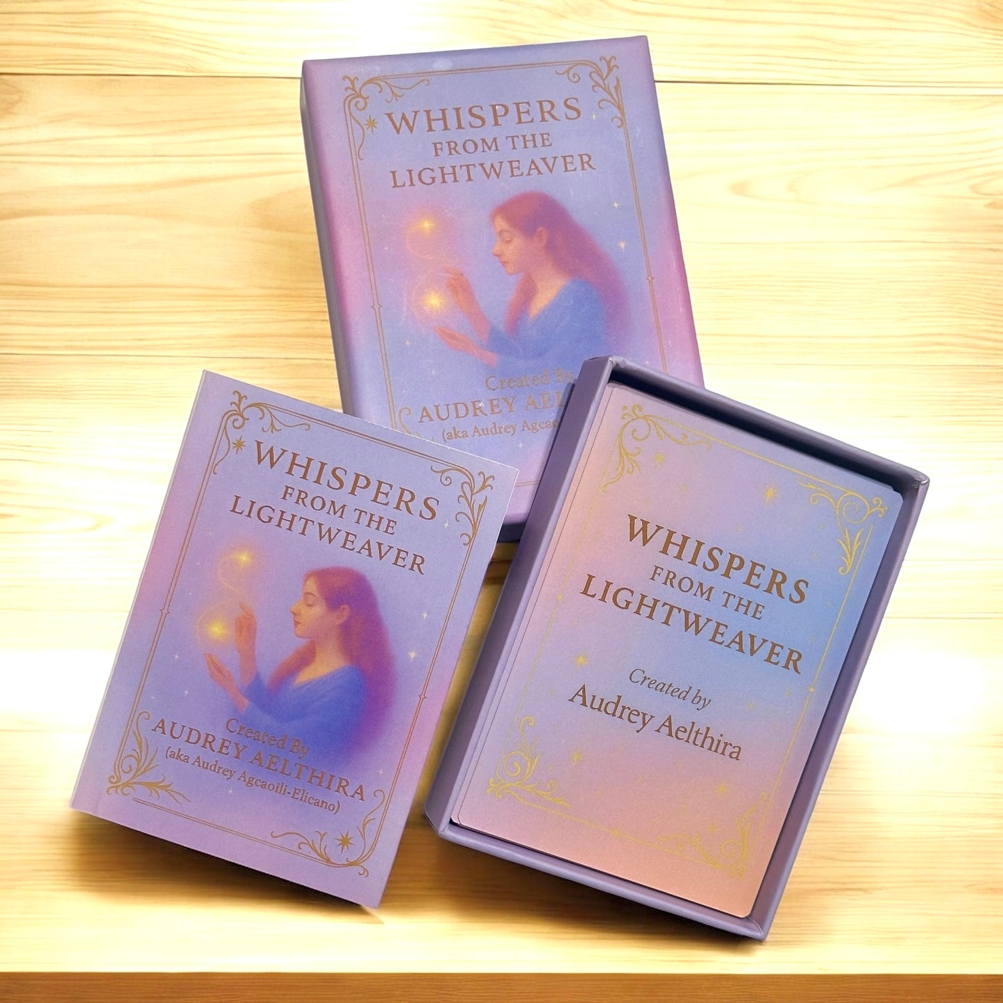 Whispers from the Lightweaver, An Oracle Card Deck by Audrey Aelthira with FREE Crystal Wish Tree Bottle