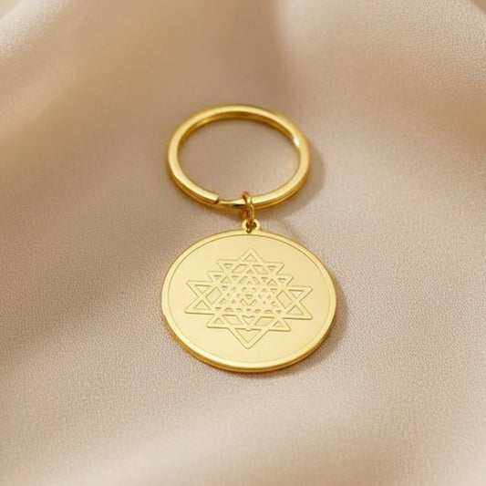 Sri Yantra Wealth Amulet Keyring 35mm (Specially designed, encoded, and attuned by Audrey)