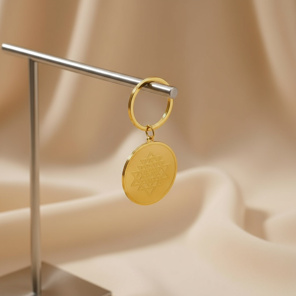 Sri Yantra Wealth Amulet Keyring 35mm (Specially designed, encoded, and attuned by Audrey)