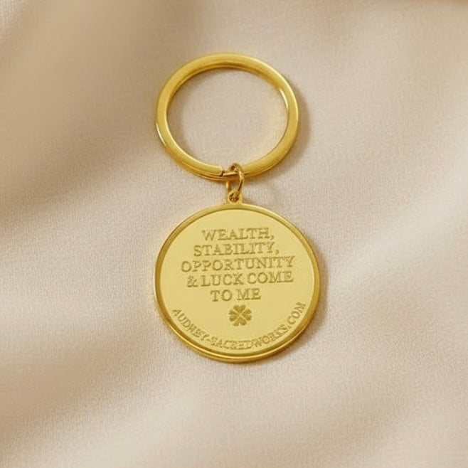 Sri Yantra Wealth Amulet Keyring 35mm (Specially designed, encoded, and attuned by Audrey)