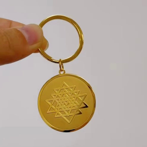 Sri Yantra Wealth Amulet Keyring 35mm (Specially designed, encoded, and attuned by Audrey)