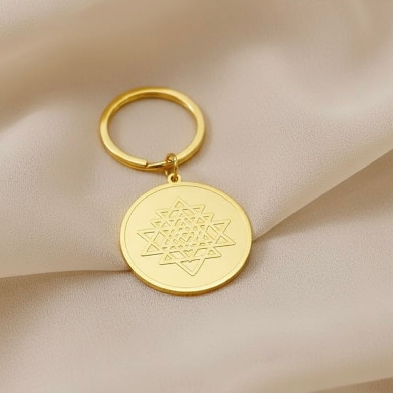 Sri Yantra Wealth Amulet Keyring 35mm (Specially designed, encoded, and attuned by Audrey)