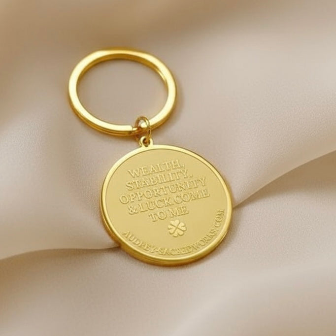 Sri Yantra Wealth Amulet Keyring 35mm (Specially designed, encoded, and attuned by Audrey)